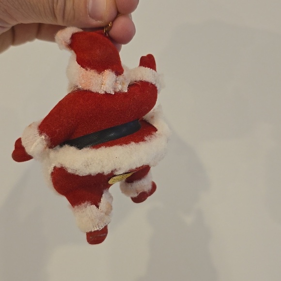 Vintage 1960s flocked dancing Santa christmas ornament - Picture 3 of 4
